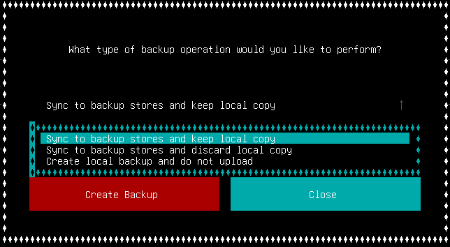 backup creation screen
