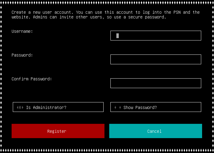 matrix registration screen